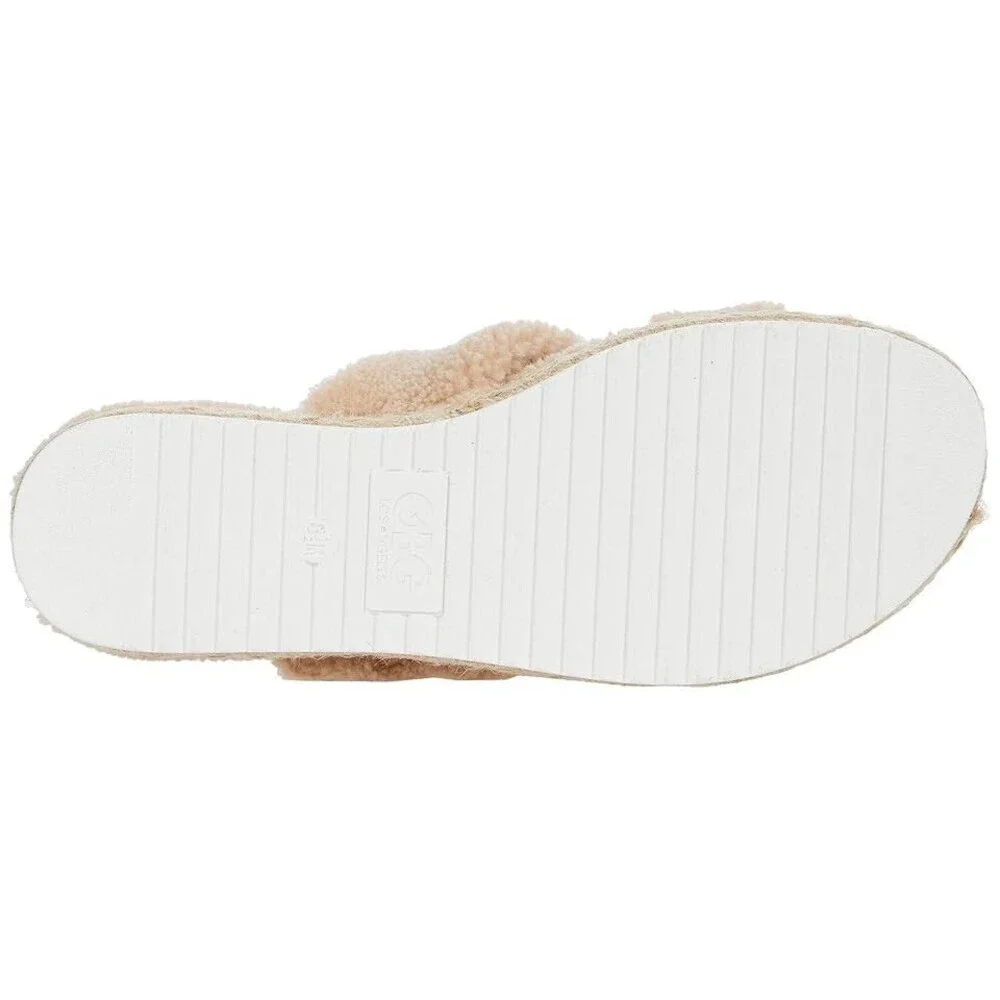 GBG Los Angeles Daphne Sandal Women's US 6 Beige Faux Fur Espadrile JOBB1343